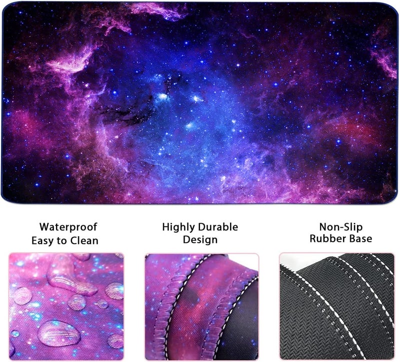Yunoble Large Mouse Pad and Keyboard Wrist Rest, Desk Pad for Keyboard and Mouse, 4-in-1 Large Gaming Mouse Pad with Wrist Support, Desk Mat for Home Office Study Game-Galaxy Fluid - Image 5
